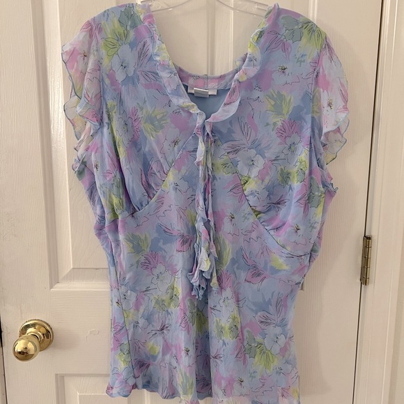 Worthington chiffon ruffled top - Picture 1 of 6